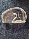 Paperweight - Mats Jonasson reverse etched swan lead crystal paperweight