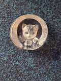 Paperweight - Mats Jonasson reverse etched cat face lead crystal paperweight