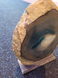 Gemstones- Agate piece - mounted on slate. Stunning blue agate piece