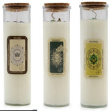 Magic spell candles with gemstones