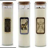 Magic spell candles with gemstones