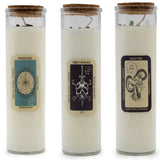 Magic spell candles with gemstones
