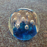 Large Cobalt Blue Art Glass Paperweight Clear Teardrop Bubble Design 1.155kg #116