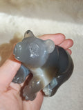 Natural Banded Agate Carved Bear Statue 262g Grey Agate Animal Crystal Figurine