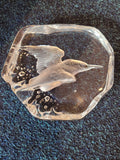 Paperweight - Mats Jonasson reverse etched kingfisher lead crystal paperweight