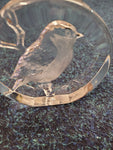 Paperweight - Mats Jonasson reverse etched bird lead crystal paperweight