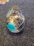 Paperweight - MDINA glass egg sea and sand signed paperweight