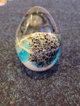Paperweight - MDINA glass egg sea and sand signed paperweight