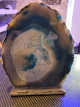 Gemstones- Agate piece - mounted on slate. Stunning blue agate piece