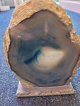 Gemstones- Agate piece - mounted on slate. Stunning blue agate piece