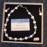 Jewellery range- pre-loved items. Blue quartz & white shell necklace & earring set