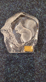 Paperweight - Mats Jonasson reverse etched squirrel lead crystal paperweight boxed and signed