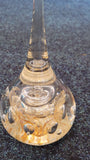 Teardrop glass ring holder/ paperweight - Clear with gold design - unbranded