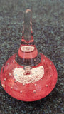 Teardrop glass ring holder/ paperweight - red with controlled bubbles- unbranded
