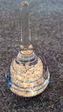 Teardrop glass ringholder/ paperweight - blue swirling stripe with gold design and controlled bubbles- unbranded
