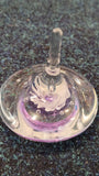 Teardrop glass ringholder/ paperweight -lilac and white swirls with controlled bubbles - unbranded