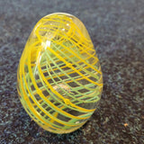 Yellow & Green Spiral Thread Art Glass Egg Paperweight 480g 9cm #121