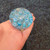 Blue & White Millefiori Art Glass Paperweight Floral Cane Design 195g #20
