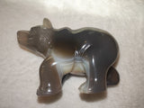 Natural Banded Agate Carved Bear Statue 262g Grey Agate Animal Crystal Figurine