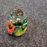 Multicolour Art Glass Egg Paperweight Green Orange Yellow Bubble Design 325g #114
