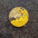 Yellow & White Swirl Art Glass Paperweight Central Bubble 415g 6cm #112