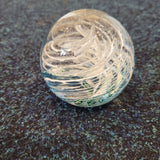 Teign Valley Glass TVG England Art Glass Paperweight White Blue Swirl 450g