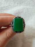 💚 Green Onyx Style Adjustable Ring 💚 - Ring #20