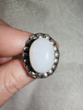 🤍 Milky White Gemstone Adjustable Ring 🤍 - Ring #16