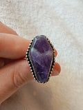 Chevron Amethyst Adjustable Ring - Coffin shaped 💜 - Ring #38