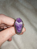 Chevron Amethyst Adjustable Ring - Coffin shaped 💜 - Ring #38