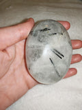 🤍🖤✨ Large Tourmalinated Quartz Palm Stone ✨🖤🤍 - 250g
