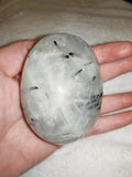 🤍🖤✨ Large Tourmalinated Quartz Palm Stone ✨🖤🤍 - 250g