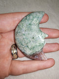 🌙 Green Moss Agate Moon Face Carving - 50g approx