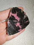 Natural Rhodonite Rough Freeform with Quartz 113g | Pink & Black Crystal Display Piece #4
