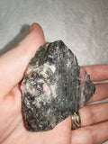 Natural Rhodonite Rough Freeform with Quartz 113g | Pink & Black Crystal Display Piece #4