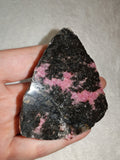Natural Rhodonite Rough Freeform with Quartz 113g | Pink & Black Crystal Display Piece #4