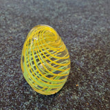 Yellow & Green Spiral Thread Art Glass Egg Paperweight 480g 9cm #121