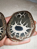 Natural Septarian Dragon Egg PAIR #1 | Complete Matching Pair | Polished Interior | 250g
