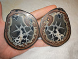 Natural Septarian Dragon Egg PAIR #6 | Complete Matching Pair | Polished Calcite Interior | 250g