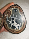 Natural Septarian Dragon Egg PAIR #6 | Complete Matching Pair | Polished Calcite Interior | 250g