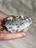 246g Natural Pyrite & Quartz Crystal Cluster – Metallic Cubic Pyrite Mineral Specimen