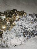 246g Natural Pyrite & Quartz Crystal Cluster – Metallic Cubic Pyrite Mineral Specimen