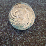 Teign Valley Glass TVG England Art Glass Paperweight White Blue Swirl 450g