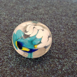 Wedgwood Abstract Swirl Art Glass Paperweight Turquoise White Yellow 630g Website description