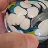 Wedgwood Abstract Swirl Art Glass Paperweight Turquoise White Yellow 630g Website description