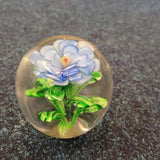 Vintage Lampwork Blue Flower Glass Paperweight Hand Blown Art Glass Floral Ornament 845g