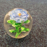 Vintage Lampwork Blue Flower Glass Paperweight Hand Blown Art Glass Floral Ornament 845g