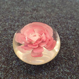 Vintage Pink Rose Lampwork Art Glass Paperweight Hand Blown Floral Glass Ornament 585g