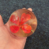 Vintage Hand Blown Art Glass Paperweight Red Lampwork Flower Glass Ornament 475g