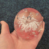 Vintage Hand Blown Art Glass Paperweight White Sea Anemone Bubble Design Pink 475g